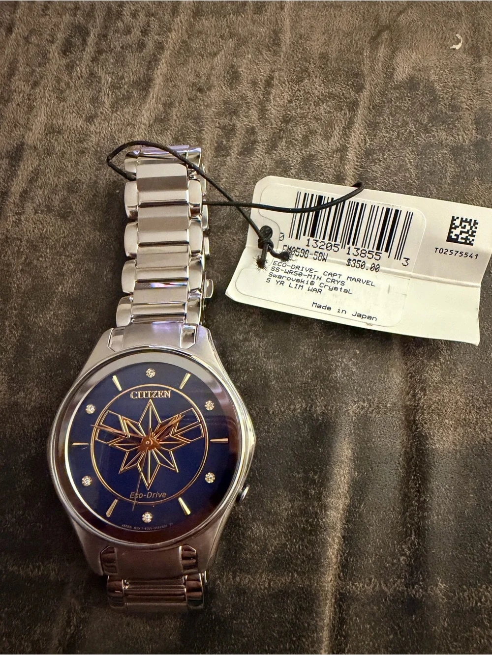 Citizen Silver Bracelet Watch with Blue and Gold Star Dial